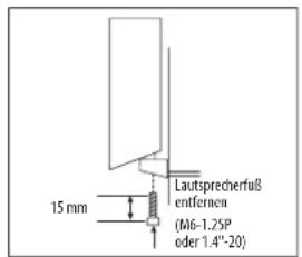 15 mm Lautsprecherfuß entfernen (M6-1.25P oder 1.4"-20)