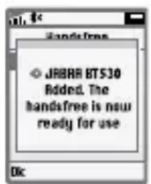 JRBRR BT530 Added. The handsfree is now ready for use