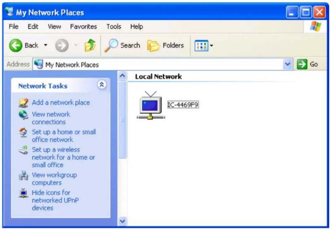 My Network Places File Edit View Favorites Tools Help Back Search Folders Address My Network Places Go Network Tasks Add a network place View network connections Set up a home or small office network Set up a wireless network for a home or small office View workgroup computers Hide icons for networked UPnP devices Local Network IC-4469F9