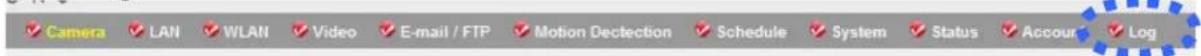 Camera LAN WLAN Video E-mail / FTP Motion Detection Schedule System Status Account Log