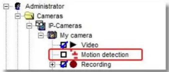 Administrator Cameras IP-Cameras My camera Video Motion detection Recording
