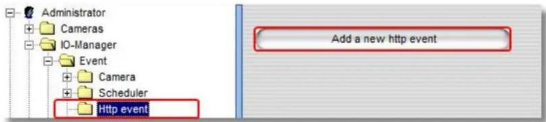 Administrator Cameras IO-Manager Event Camera Scheduler Http event Add a new http event