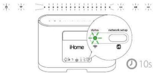 iHome status network setup 10s