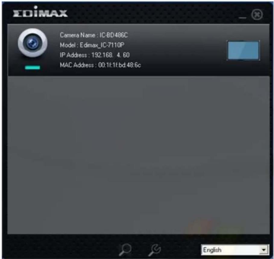 EDiMAX Camera Name : IC-BD486C Model : Edimax_IC-7110P IP Address : 192.168. 4. 60 MAC Address : 00:1f:1f:bd:48:6c English