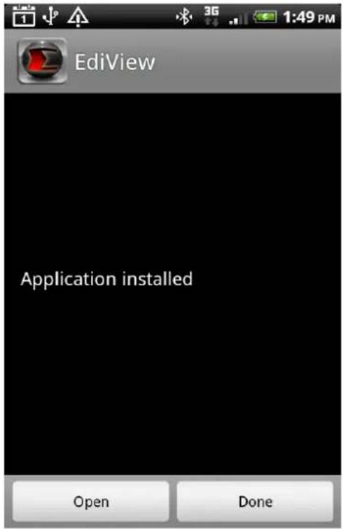 EditView Application installed Open Done