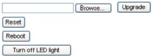 Browse... Upgrade Reset Reboot Turn off LED light