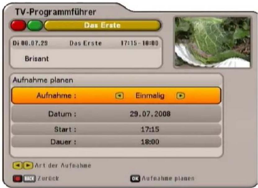 TV-Programmführer Das Erste Di 08.07.29 Das Erste 17:15 - 18:00 Brisant Aufnahme planen Aufnahme : Einmalig Datum : 29.07.2008 Start : 17:15 Dauer : 18:00 Art der Aufnahme Zurück OK Aufnahme planen