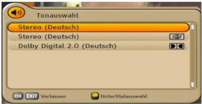 Tonauswahl Stereo (Deutsch) Stereo (Deutsch) Dolby Digital 2.0 (Deutsch)