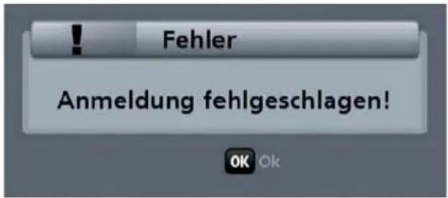 Fehler Anmeldung fehlgeschlagen!