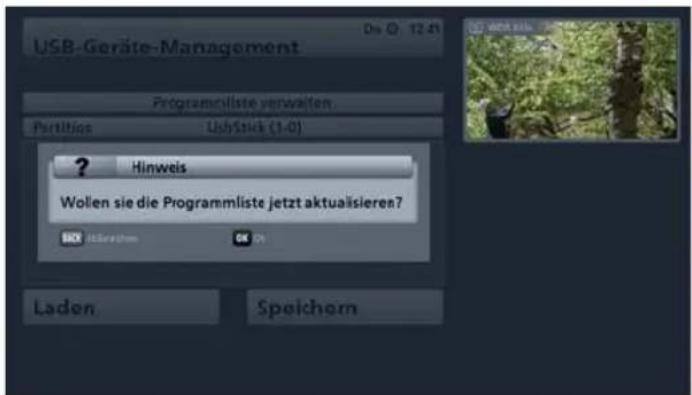 USB-Geräte-Management Programmliste verwalten Partitions UshStick (1-0) ? Hinweis Wollen sie die Programmliste jetzt aktualisieren? Laden Speichem