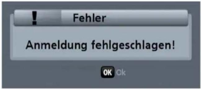 Fehler Anmeldung fehlgeschlagen!