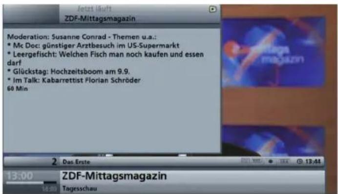 Jetzt läuft ZDF-Mittagsmagazin Moderation: Susanne Conrad - Themen u.a.: * Mc Doc: günstiger Arztbesuch im US-Supermarkt * Leergefischt: Welchen Fisch man noch kaufen und essen darf * Glückstag: Hochzeitsboom am 9.9. * Im Talk: Kabarrettist Florian Schröder 60 Min 2 Das Erste 13:00 14:00 ZDF-Mittags…