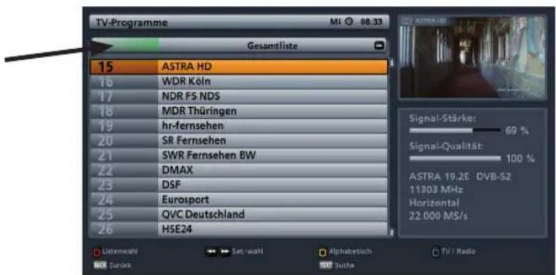 TV-Programme Gesamtliste 15 ASTRA HD 16 WDR Köln 17 NDR F5 NDS 18 MDR Thüringen 19 hr-fernsehen 20 SR Fernsehen 21 SWR Fernsehen BW 22 DMAX 23 DSF 24 Eurosport 25 QVC Deutschland 26 HSE24 Signal-Stärke: 69 % Signal-Qualität: 100 % ASTRA 19,2E DVB-52 11303 MHz Horizontal 22.000 MS/s Udernwahr Setn-wa…