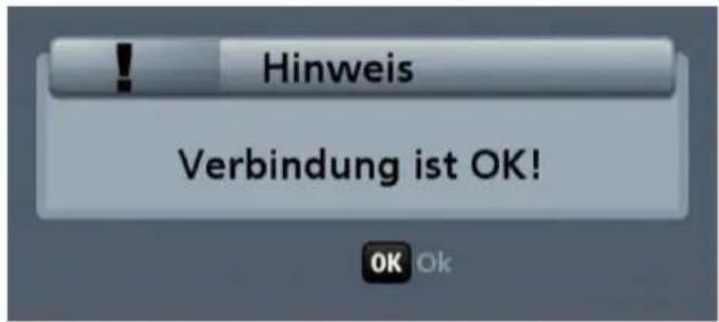 Hinweis Verbindung ist OK! OK Ok