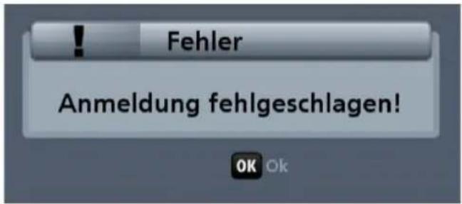 Fehler Anmeldung fehlgeschlagen!