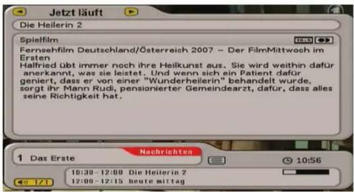 Jetzt läuft Die Heilerin 2 Spielfilm Fernsehfilm Deutschland/Österreich 2007 – Der FilmMittwoch im Ersten Halffried übt immer noch ihre Heilkunst aus. Sie wird weithin dafür anerkannt, was sie leistet. Und wenn sich ein Patient dafür geniert, dass er von einer "Wunderheilerin" behandelt wurde, sorgt ihr Mann Rudi, pensionierter Gemeindearzt, dafür, dass alles seine Richtigkeit hat. Nachrichten 1 Das Erste 10:30–12:00 Die Heilerin 2 12:00–12:15 heute mittag