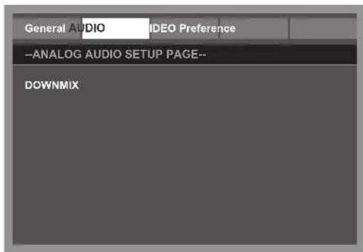 General AUDIO VIDEO Preference --ANALOG AUDIO SETUP PAGE-- DOWNMIX