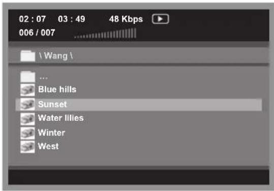 02 : 07 03 : 49 48 Kbps 006 / 007 \ Wang \ ... Blue hills Sunset Water lilies Winter West