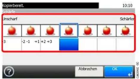 Kopierbereit. Scharfe 10:10 Unscharf Schärfen 3 -2 -1 +1 +2 +3 Abbrechen OK