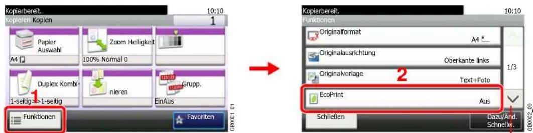 Kopierbereit. 10:10 Kopieren. Kopien 1 Papier Auswahl Zoom Helligkeit A4 100% Normal 0 Duplex Kombi- 1-seitig->1-seitig nieren Grupp. EinAus Funktionen Favorite G60021 EN Kopierbereit. 10:10 Funktionen Originalformat A4 Originalausrichtung Oberkante links 1/3 Originalvorlage Text+Foto EcoPrint Aus Schließen Dazu/And. Schnelw.