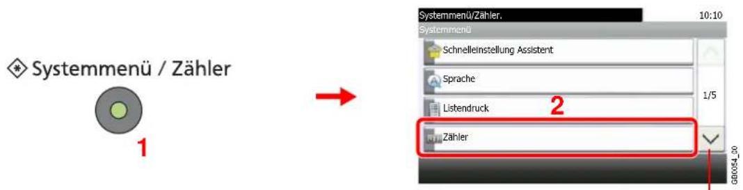 Systemmenü / Zähler 1 Systemmenü/Zähler. 10:10 Systemmenü Schnelleinstellung Assistent Sprache Listendruck 2 Zähler