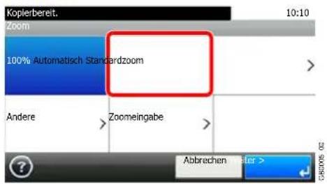 Kopierbereit. Zoom 100% Automatisch Standardzoom Andere Zoomeingabe Abbrechen Abrechen 10:10