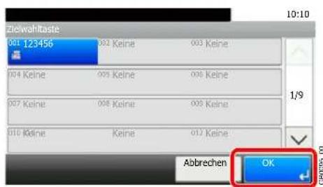 Zielwahltaste 041 123456 002 Keine 003 Keine 004 Keine 005 Keine 006 Keine 007 Keine 008 Keine 009 Keine 010 Keine Keine 012 Keine 10:10 1/9 Abbrechen OK