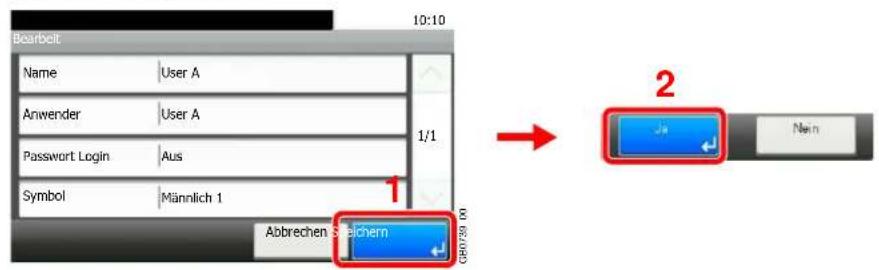 Bearbeit Name User A Anwender User A Password Login Aus Symbol Männlich 1 1/1 Abrechen Steichern 2 Nein