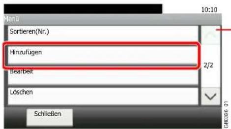 10:10 Sortieren(Nr.) Hinzufügen Bearbeit Löschen Schließen