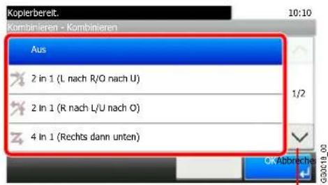Kopierbereit. 10:10 Kombinieren - Kombinieren Aus 2 in 1 (L nach R/O nach U) 2 in 1 (R nach L/U nach O) 4 in 1 (Rechts dann unten)