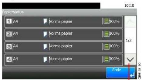 Papierstatus 1 A4 Normalpapier 100% 2 A4 Normalpapier 100% 3 A4 Normalpapier 100% 4 A4 Normalpapier 100% Ende CPB753.00