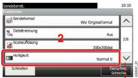 Sendebereit. 10:10 Funktionen Sendeformat Wie Originalformat Dateitrennung Aus 2/6 Scanaufösung 300x300dpi Helligkeit Normal 0 Schließen Dazu/And. Schnellw.