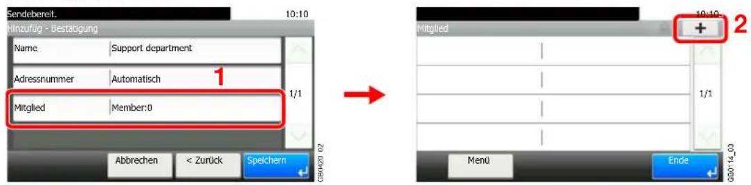 Sendebereit. Hinzufug - bestätigung Name Support department Adressnummer Automatisch 1 Mitglied Member:0 Abbrechen < Zurück Speichern 1/1 10:10 Mitglied + 1/1 Menü Ende G0014.03