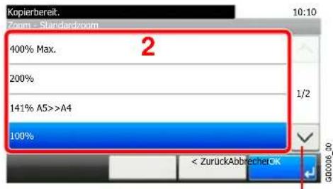Kopierbereit. Zoom - Standardzoom 400% Max. 200% 141% A5>>A4 100% 2 1/2 < ZurückAbbrecherOK GB006_00