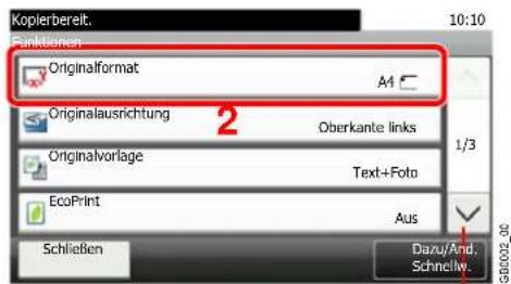 Kopierbereit. 10:10 Funktionen Originalformat A4 Originalausrichtung Oberkante links 2 Originalvorlage Text+Foto 1/3 EcoPrint Aus Schließen Dazu/And. Schnellw. G80002.00