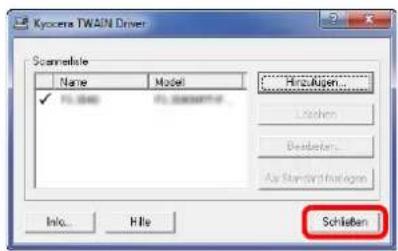 Kycena TWAIN Driver Scanrate Name Model ✓ 75.0000 75.0000/100% HirzAigen... Locken Diensten... Air Standard Analyzer Info... Hife Schließen