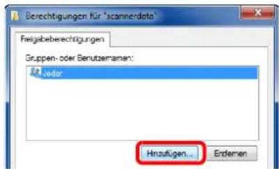Berechtigungen für "scannerdota" Feisigaberechtigungen Gruppen- oder Benutzernamen: Jedor Hinzufügen... Endemen
