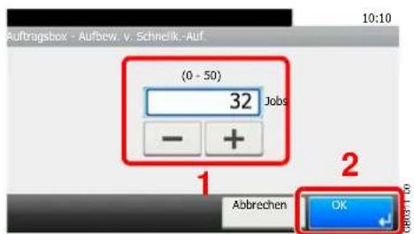 Auftragsbox - Aufbew. v. Schnellk.-Auf. (0 - 50) 32 Jobs - + 1 2 Abbrechen OK