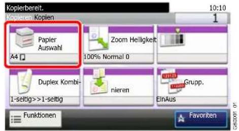 Kopierbereit. Kopieren Kopien 10:10 1 Papier Auswahl A4 Zoom Helligkeit 100% Normal 0 Duplex Kombi- 1-seitig>>1-seitig nieren Grupp. EinAus Funktionen Favorite