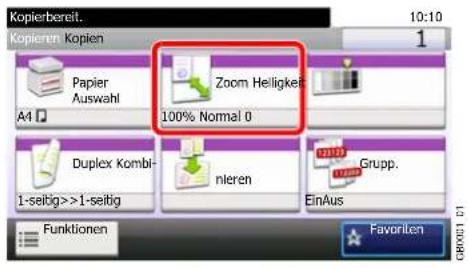 Kopierbereit.. 10:10 Kopieren Kopien 1 Papier Auswahl Zoom Helligkeit A4 100% Normal 0 Duplex Kombi- 1-seitig>>1-seitig nieren EinAus Grupp. Funktionen Favorilen GBR0021 01