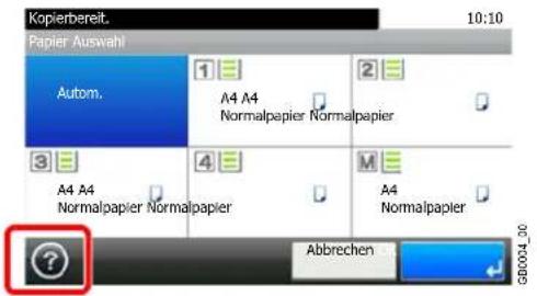 Kopierbereit. 10:10 Papier Auswahl Autom. 1 2 A4 A4 Normalpapier Normalpapier 3 4 M A4 A4 Normalpapier Normalpapier A4 Normalpapier Abbrechen 30