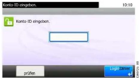 Konto-ID eingeben. 10:10 Konto-ID eingeben. prüfen LoginZähler CR9725 00