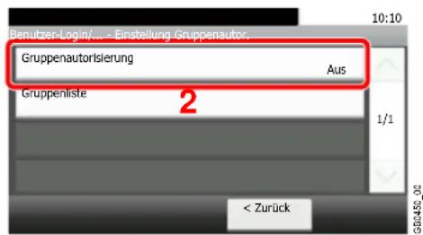 Benutzer-Login/... - Einstellung Gruppenautor: Gruppenautortisierung Aus Gruppenliste 2 1/1 < Zurück