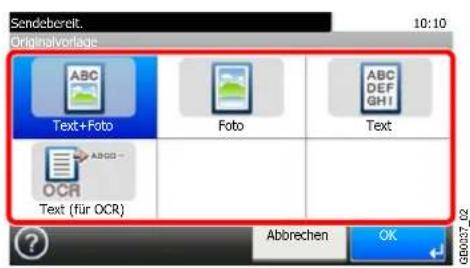 Sendebereit. Originalvorlage 10:10 ABC Text+Foto Foto ABC DEF GHI Text OCR Text (für OCR) Abbrechen OK ?