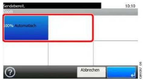 Sendebereit. 10:10 Zoom 100% Automatisch Abbrechen