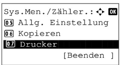 Sys.Men./Zähler.: OK 05 Allg. Einstellung 06 Kopieren 07 Drucker [Beenden ]