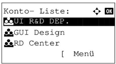 Konto- Liste: UI R&D DEP. GUI Design RD Center [ Menü