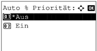 Auto % Priorität: ◆ OK [01]*Aus [02] Ein