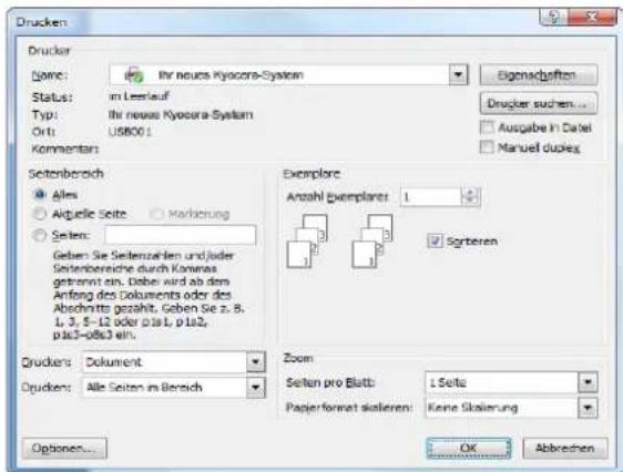 Drucker Name: Ihr neues Kyocore-System Status: im Leerlauf Typ: Ihr neues Kyocore-System Ort: US8001 Kommentar: Seitenbereich Alles Aktuelle Seite Korlsierung Seilen: Geben Sie Sietenzahlern und jeder Seitenbereiche durch Kommas getrennt ein. Dabei wird ab dem Anfeng des Dokuments oder des Abschnitte gezahlt. Geben Sie z. 8. 1, 3, 5–12 oder p1a1, p1a2, p1a3–08a3 ein. Exemplare Anzahl Exemplare: 1 Signeren Druckers: Dokument Druckers: Alle Seiten im Bereich Zoom Seilen pro Blatt: 1 Seite Pagierformat skolieren: Keine Skolierung Optionen... OK Abbrechen