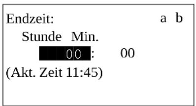 Endzeit: Stunde Min. 00: 00 (Akt. Zeit 11:45) a b